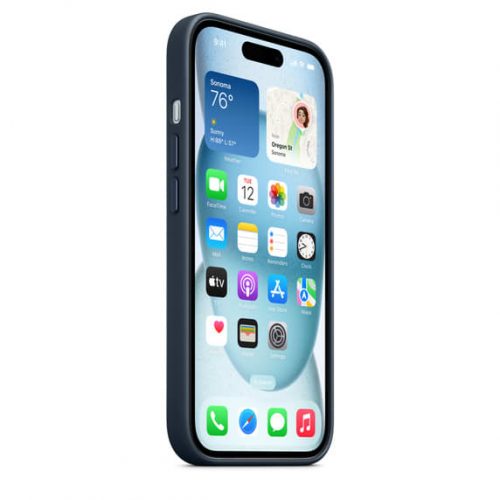 Apple FineWoven hoesje met MagSafe voor iPhone 15 - Oceaanblauw - Afbeelding 3