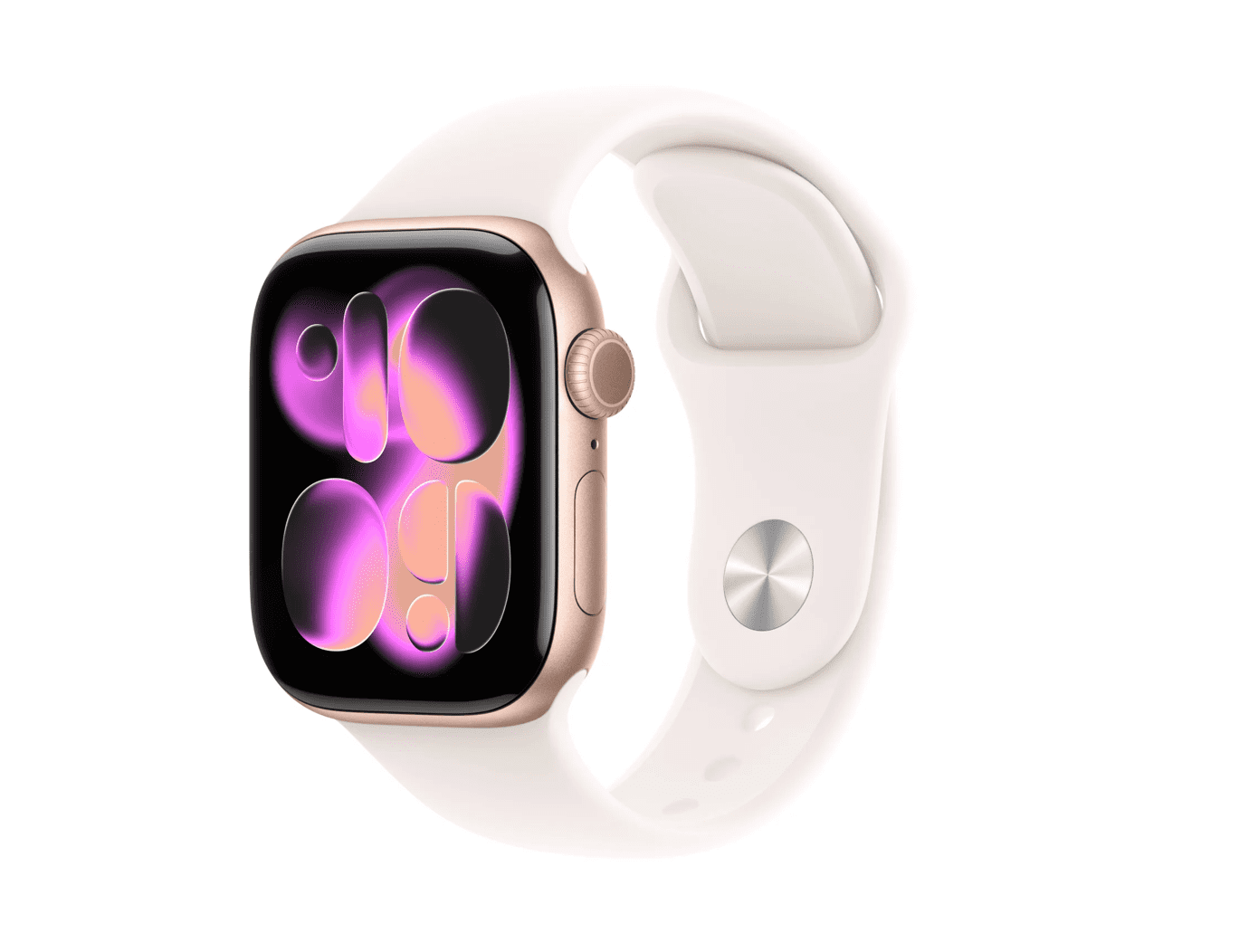 Apple Watch Series 11 GPS 42mm Roségoud Aluminium Kast met Rosé Sport Band – S/M