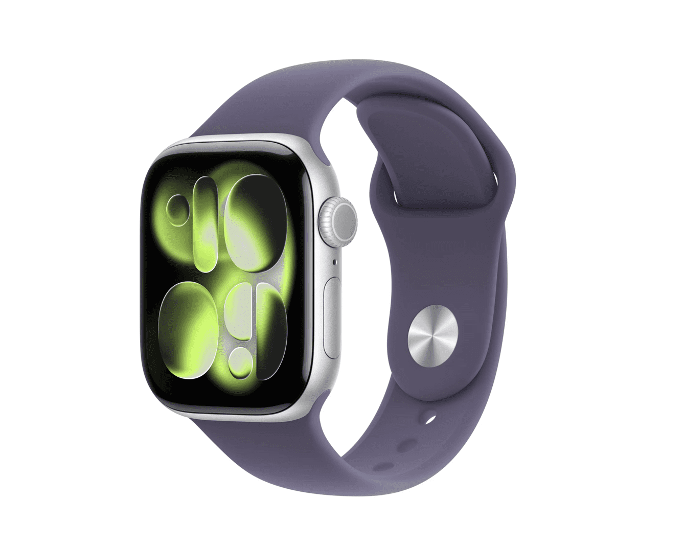 Apple Watch Series 11 GPS 42mm Zilver Aluminium Kast met Zachtpaars Sport Band – M/L