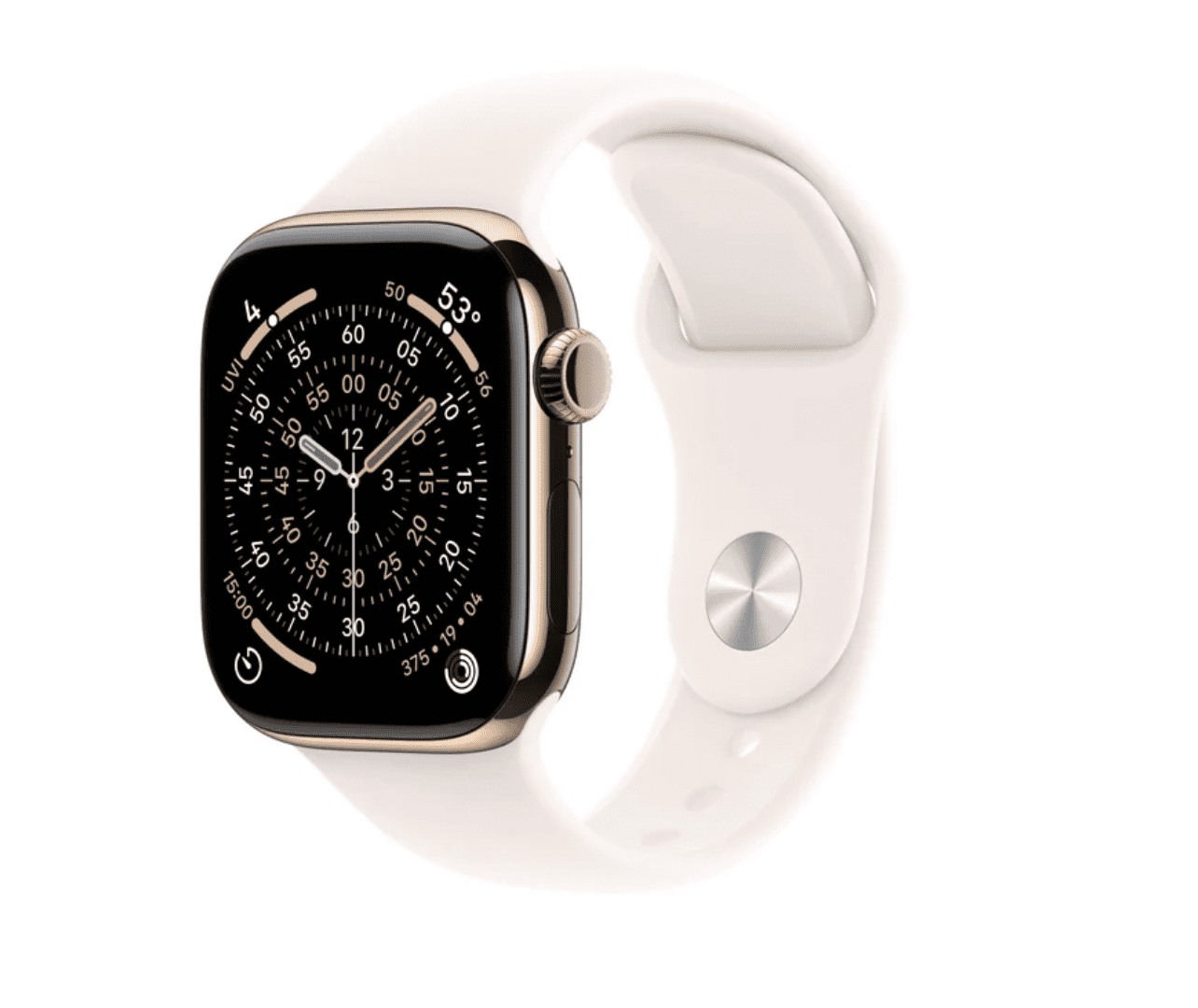 Apple Watch Series 11 GPS + Cellular 42mm Goud Titanium Kast met Rosé Sport Band – S/M