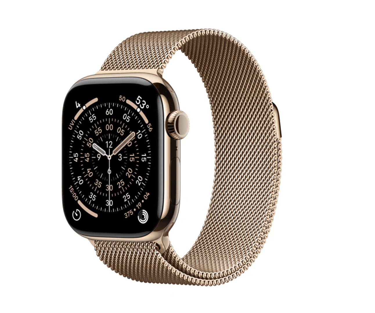 Apple Watch Series 11 GPS + Cellular 42mm Goud Titanium Kast met Goud Milanese Loop