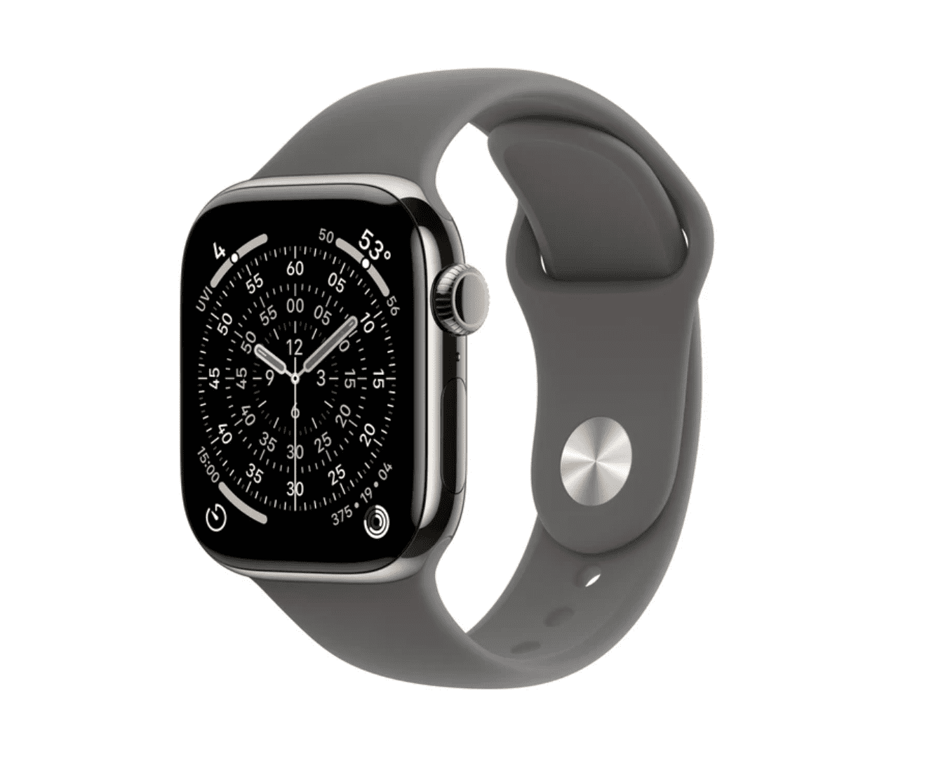 Apple Watch Series 11 GPS + Cellular 42mm Naturel Titanium Kast met Rotsgrijs Sport Band – M/L