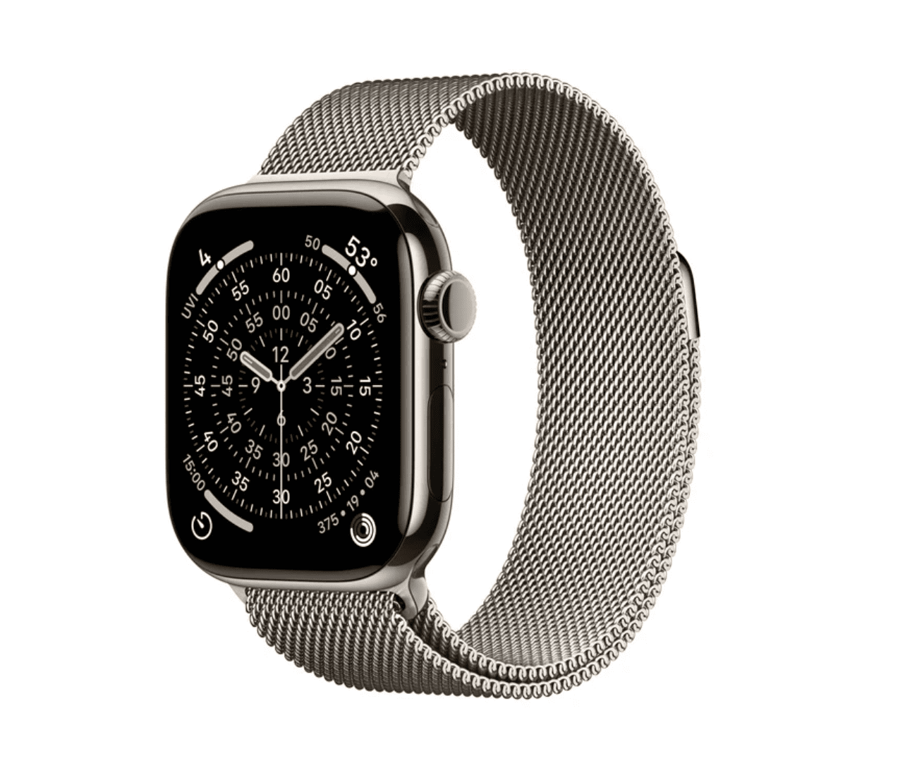 Apple Watch Series 11 GPS + Cellular 42mm Naturel Titanium Kast met Naturel Milanese Loop