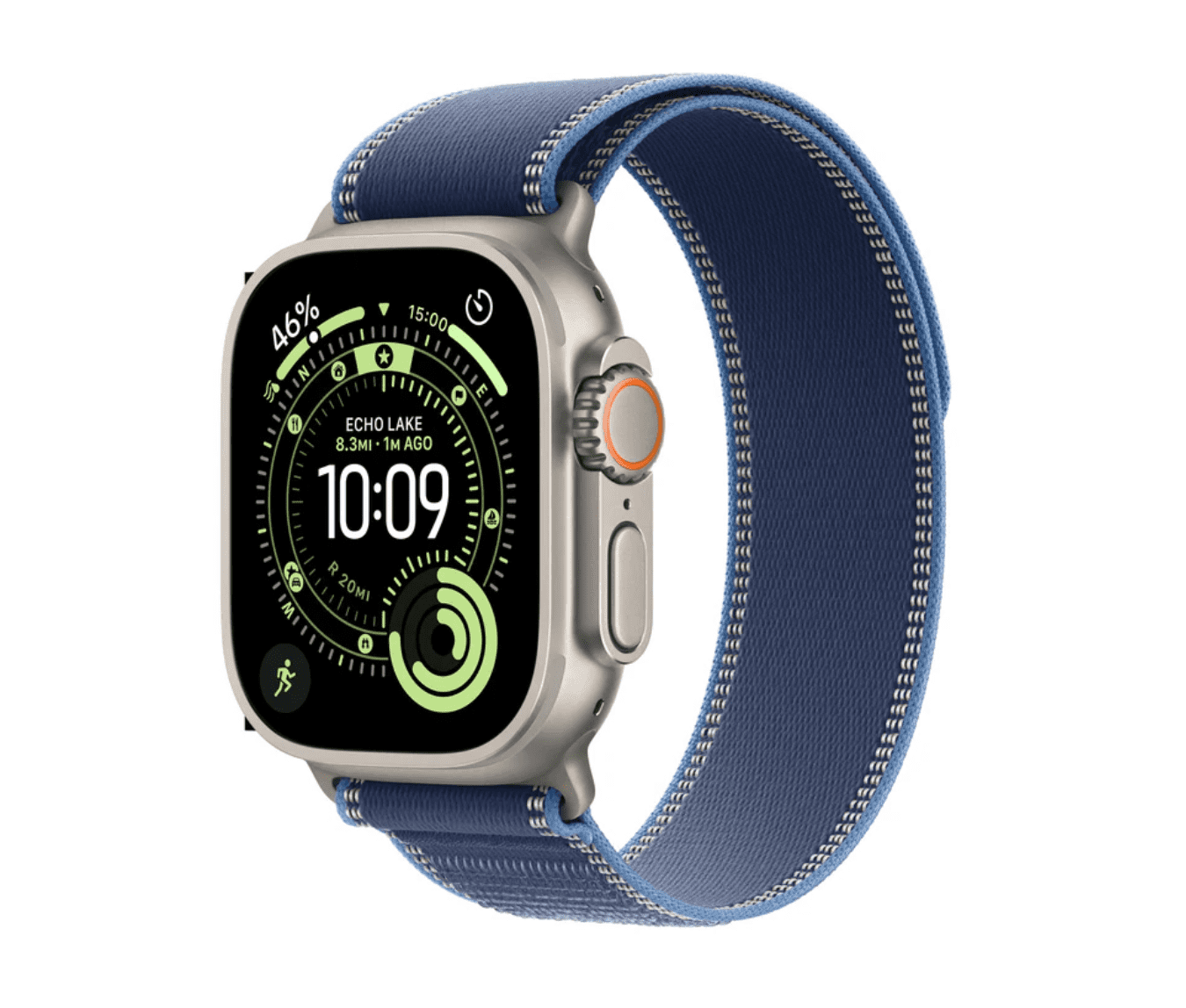 Apple Watch Ultra 3 GPS + Cellular 49mm Naturel Titanium Kast Met Blauw/Felblauw Bandje – S/M