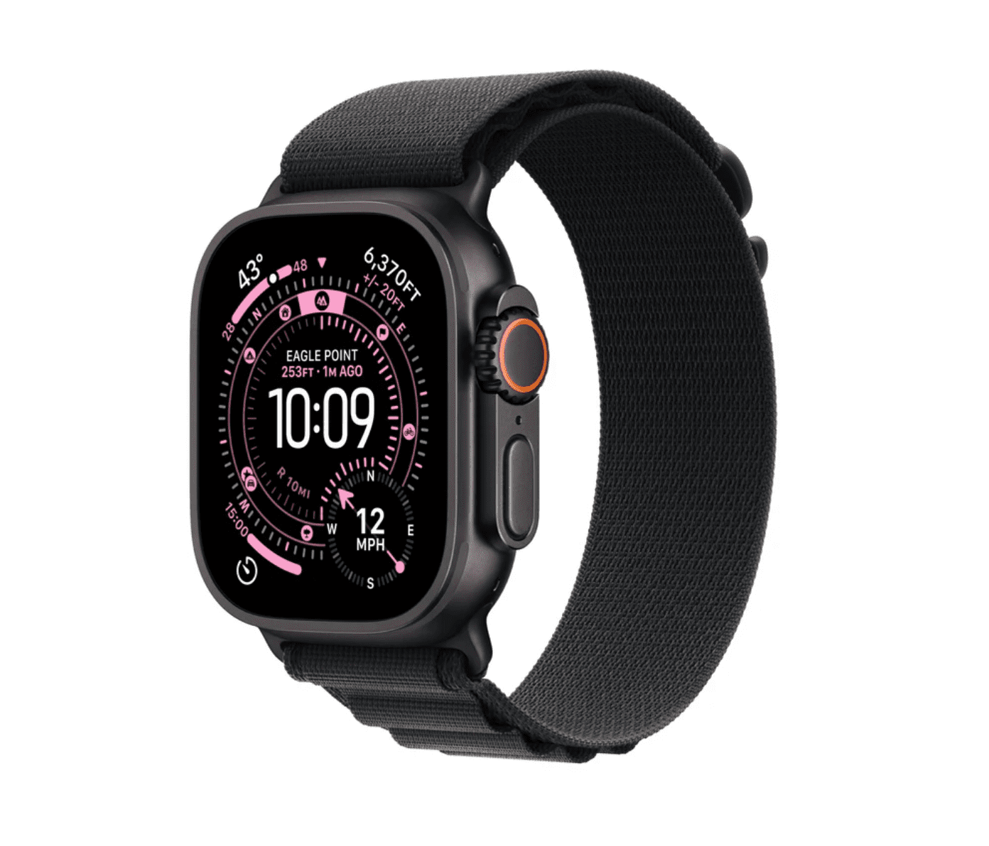 Apple Watch Ultra 3 GPS + Cellular 49mm Zwart Titanium Kast Met Zwart Alpine Bandje – Groot