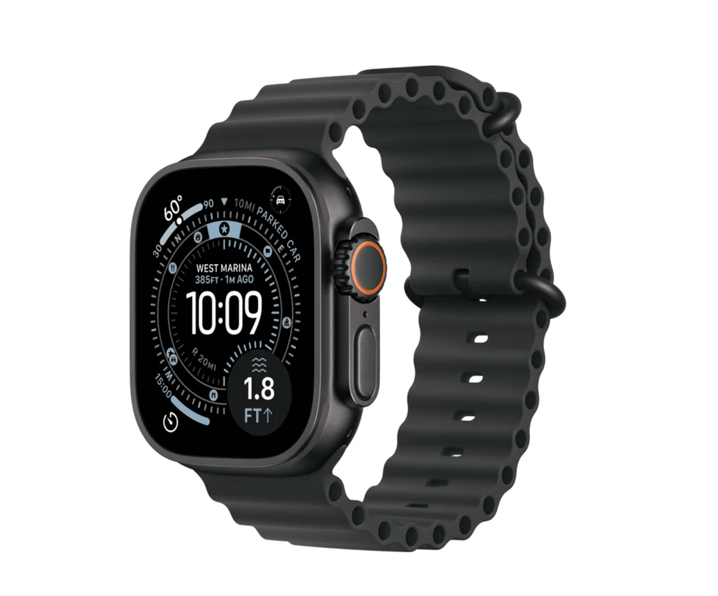 Apple Watch Ultra 3 GPS + Cellular 49mm Zwart Titanium Kast Met Zwart Ocean Bandje