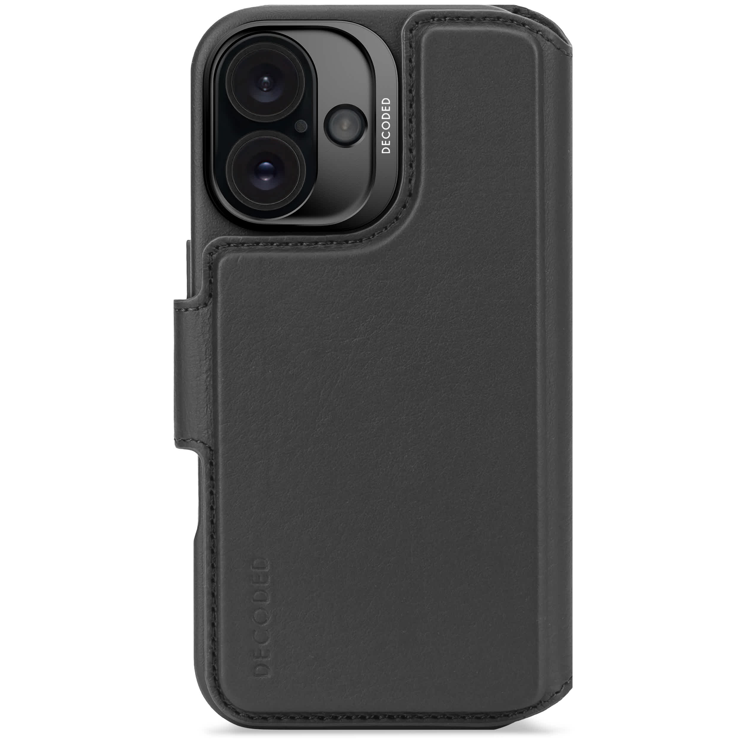 Decoded detachable leather wallet case iPhone 16 Black
