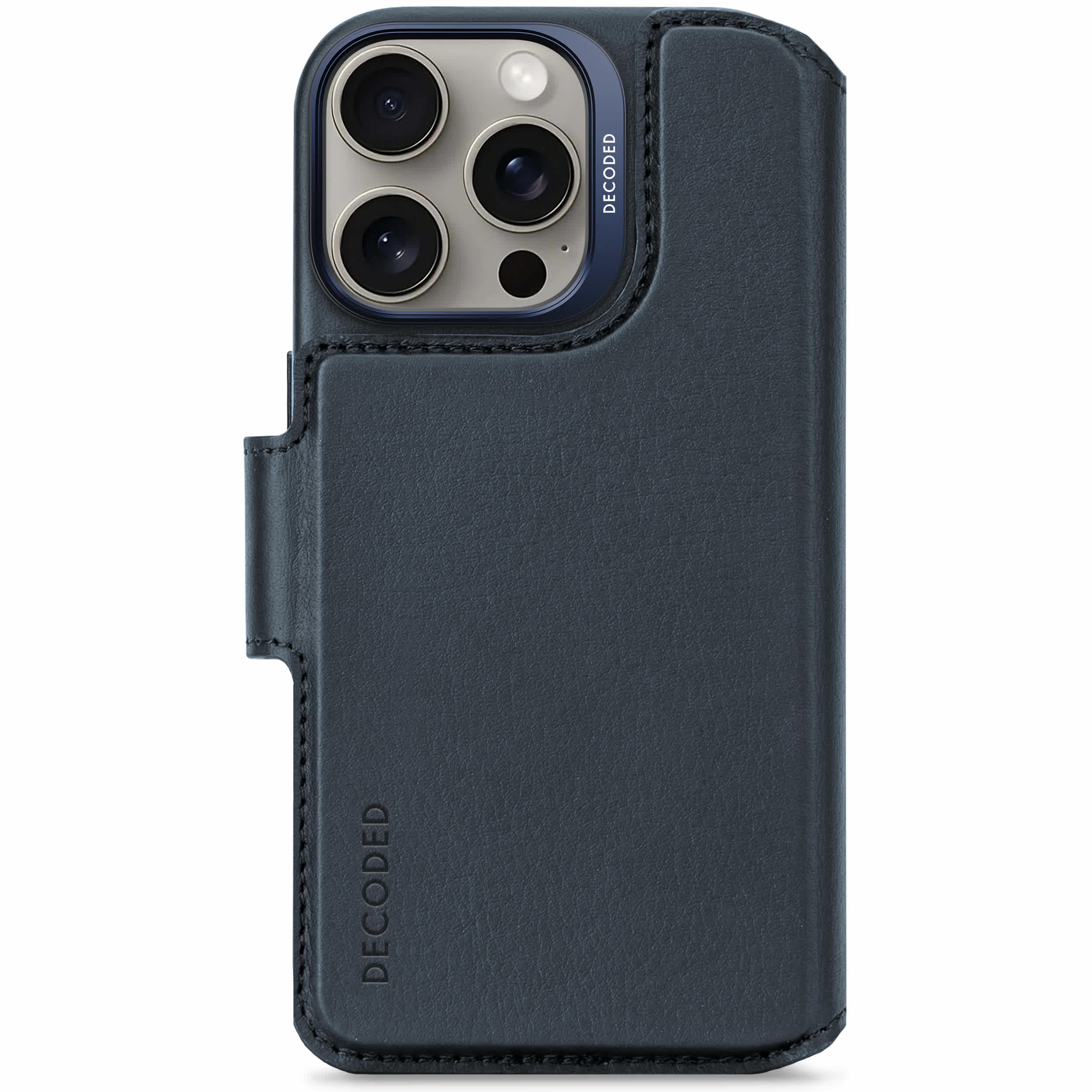 Decoded detachable leather wallet case iPhone 16 Pro Navy