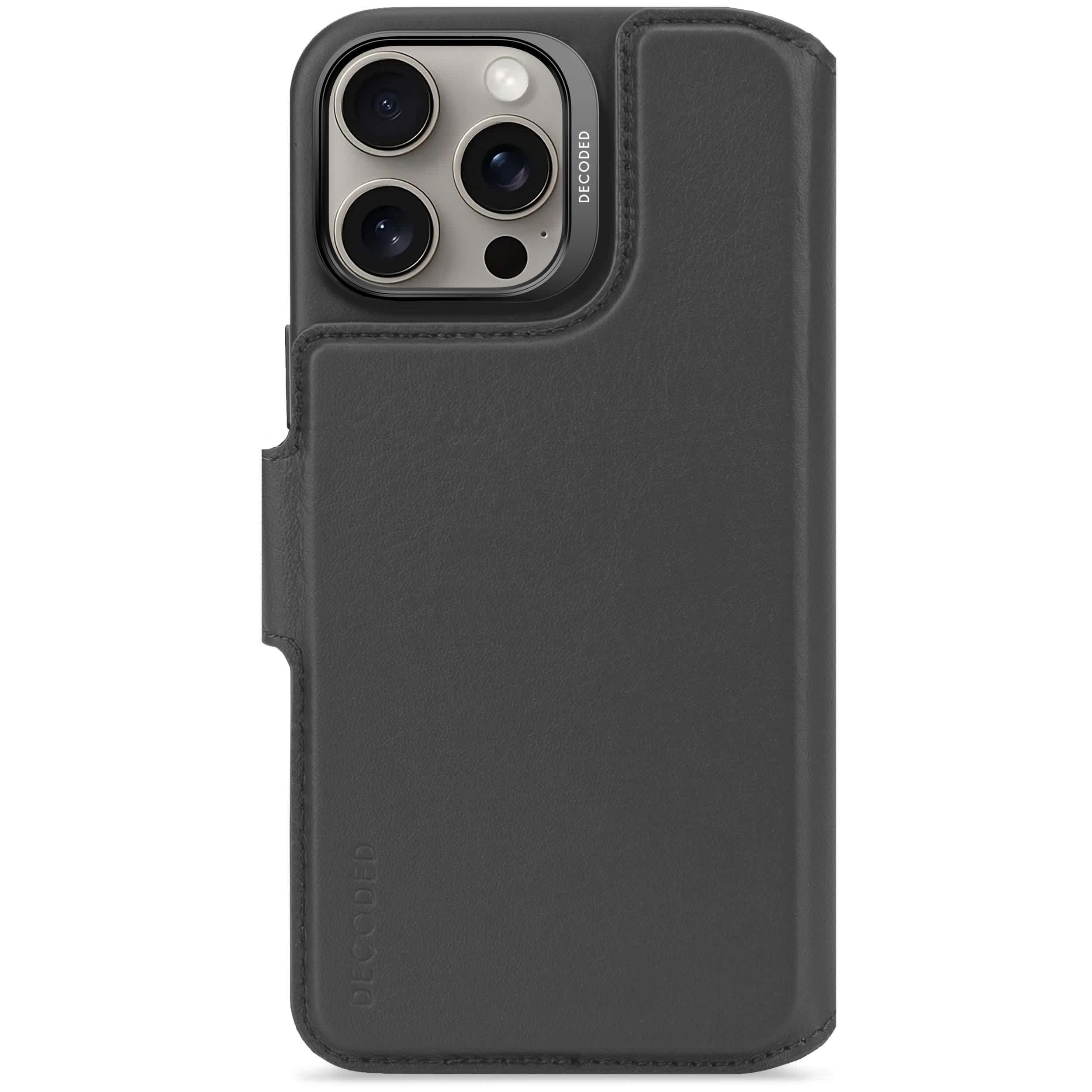 Decoded detachable leather wallet case iPhone 16 Pro Max Black