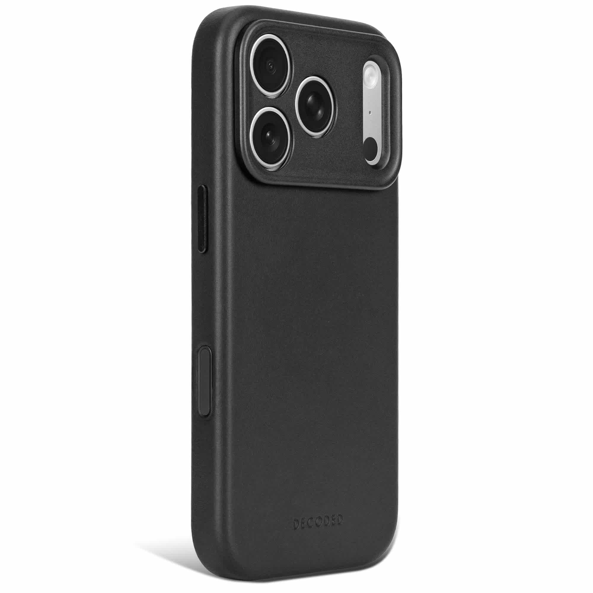 Decoded leather back cover iPhone 18 Pro Zwart