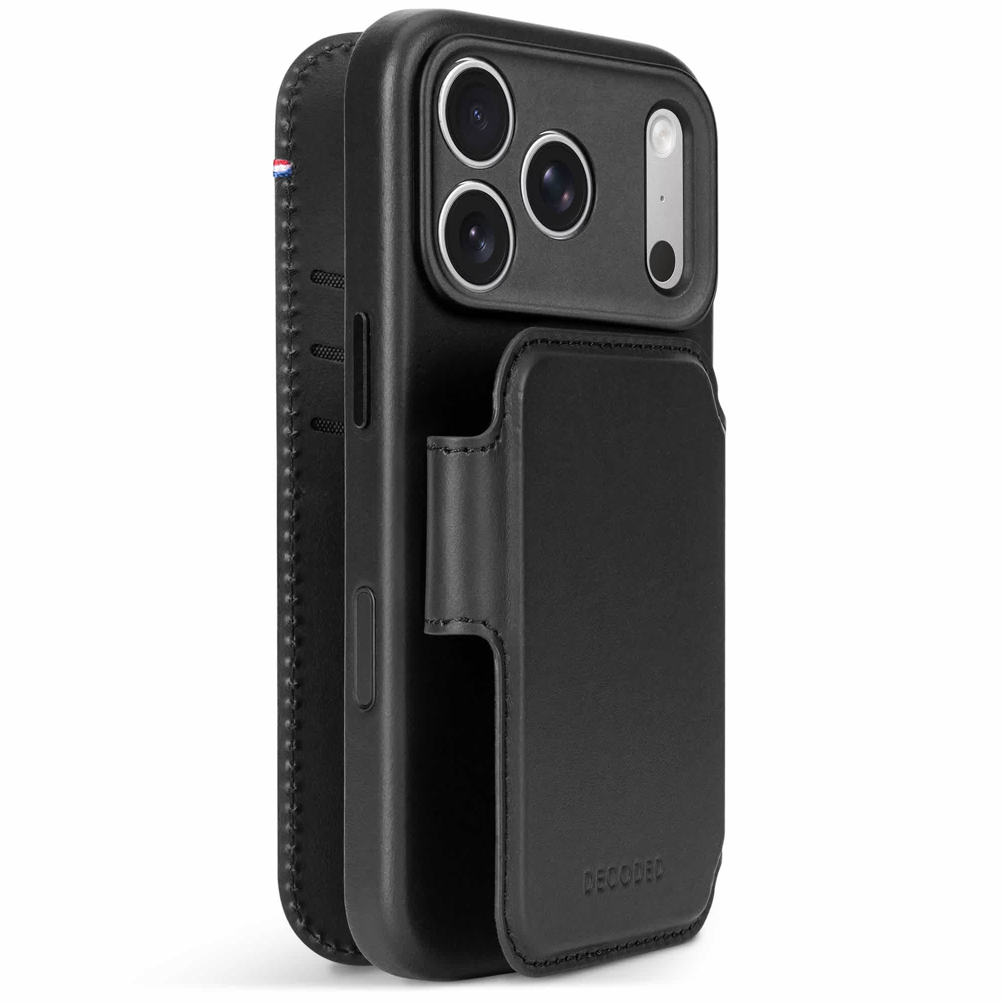 Decoded detachable leather wallet case iPhone 18 Pro Max Zwart